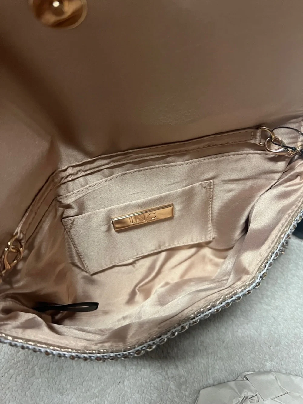 I.N.C. International Concepts Prudence Small Diamond Mesh Crossbody Rose Gold